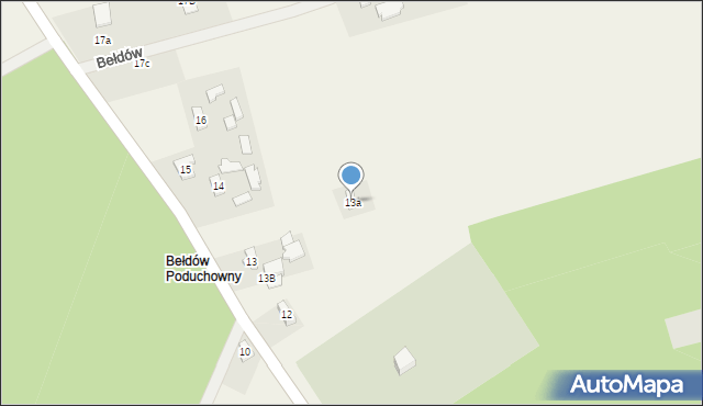 Bełdów, Bełdów, 13a, mapa Bełdów