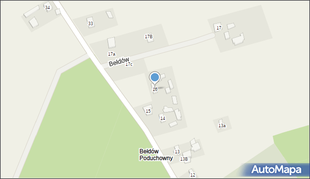 Bełdów, Bełdów, 16, mapa Bełdów