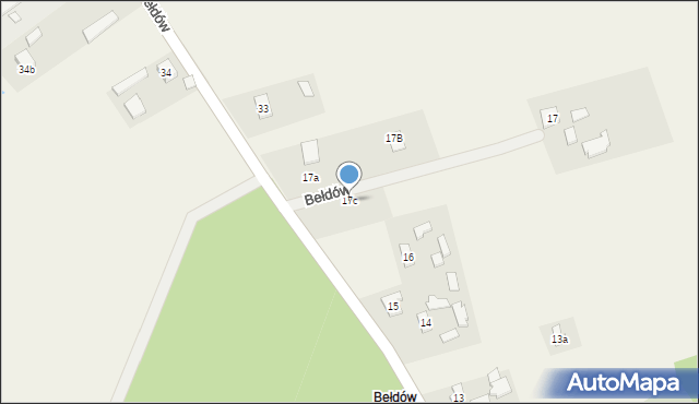Bełdów, Bełdów, 17c, mapa Bełdów