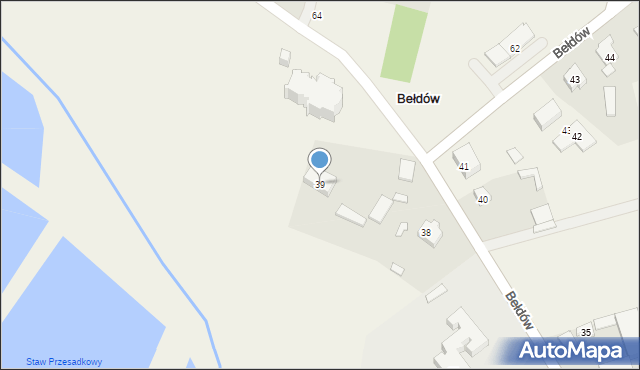 Bełdów, Bełdów, 39, mapa Bełdów