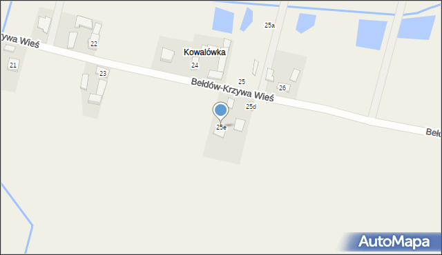 Bełdów-Krzywa Wieś, Bełdów-Krzywa Wieś, 25e, mapa Bełdów-Krzywa Wieś