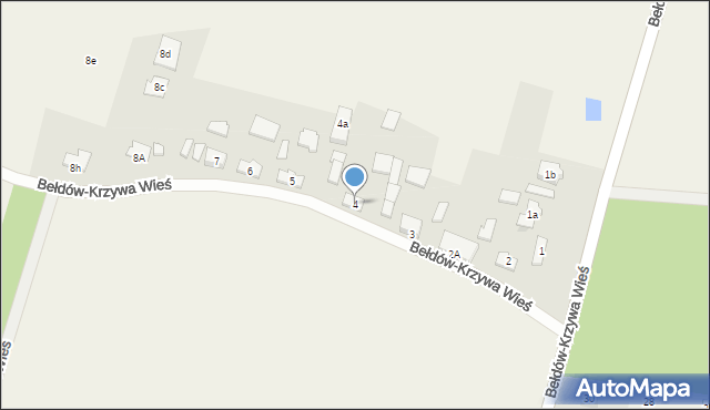 Bełdów-Krzywa Wieś, Bełdów-Krzywa Wieś, 4, mapa Bełdów-Krzywa Wieś