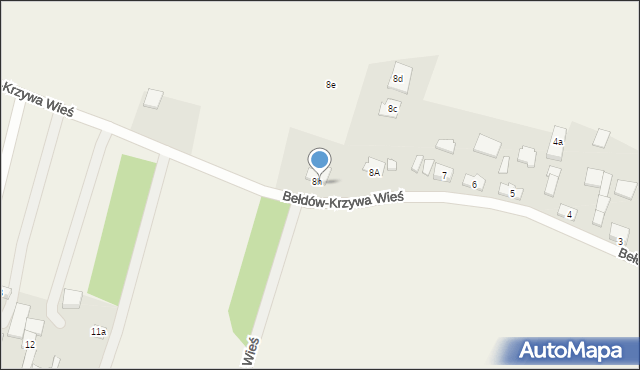 Bełdów-Krzywa Wieś, Bełdów-Krzywa Wieś, 9a, mapa Bełdów-Krzywa Wieś
