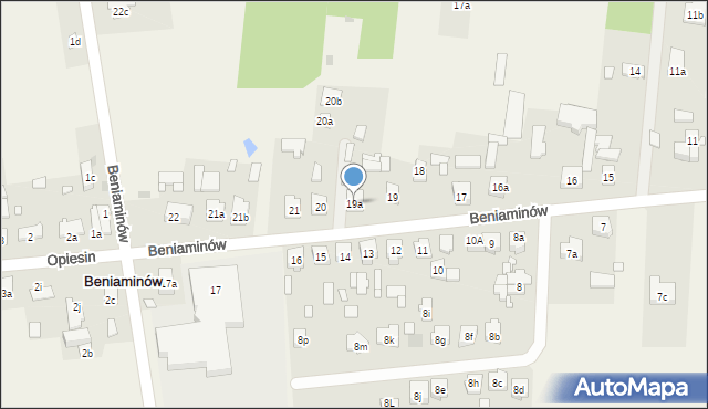 Beniaminów, Beniaminów, 19a, mapa Beniaminów