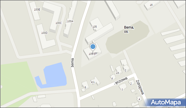 Białystok, Bema Józefa, gen., 105/37, mapa Białegostoku