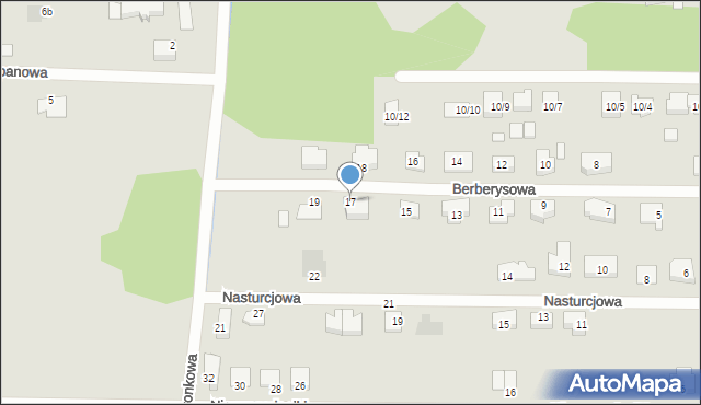 Białystok, Berberysowa, 17, mapa Białegostoku