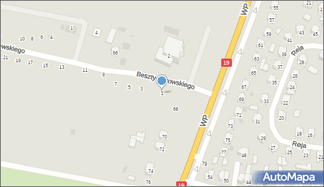 Bielsk Podlaski, Beszty-Borowskiego Antoniego, bł. ks., 1, mapa Bielsk Podlaski