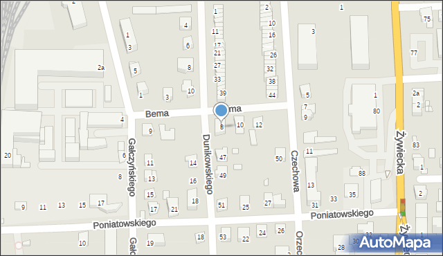 Bielsko-Biała, Bema Józefa, gen., 8, mapa Bielsko-Białej