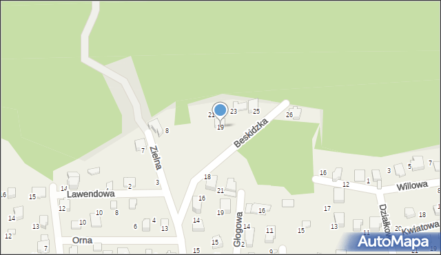 Bystra, Beskidzka, 19, mapa Bystra