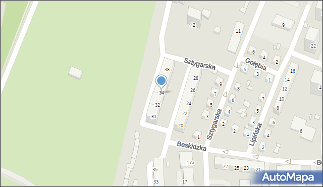 Chorzów, Beskidzka, 34, mapa Chorzów