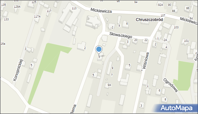 Chruszczobród, Bema Józefa, gen., 3, mapa Chruszczobród