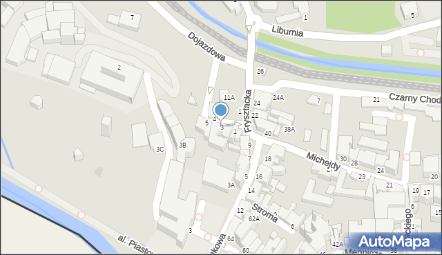 Cieszyn, Bednarska, 3, mapa Cieszyna