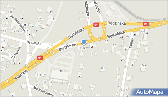 Czeladź, Będzińska, 14, mapa Czeladź