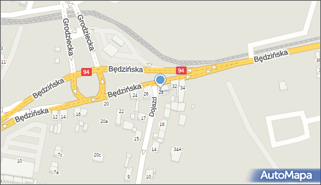 Czeladź, Będzińska, 28, mapa Czeladź