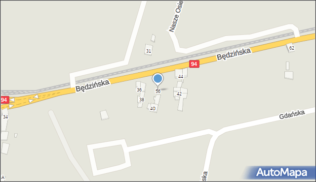 Czeladź, Będzińska, 56, mapa Czeladź