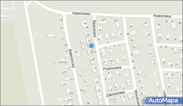 Częstochowa, Będzińska, 27, mapa Częstochowy