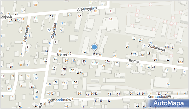 Częstochowa, Bema Józefa, gen., 32A, mapa Częstochowy