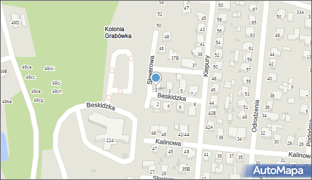 Częstochowa, Beskidzka, 1, mapa Częstochowy