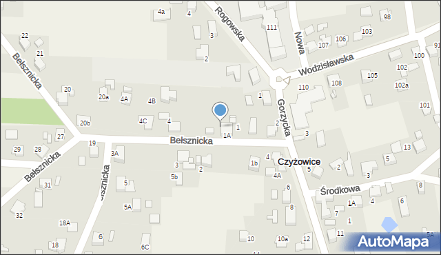 Czyżowice, Bełsznicka, 1b, mapa Czyżowice