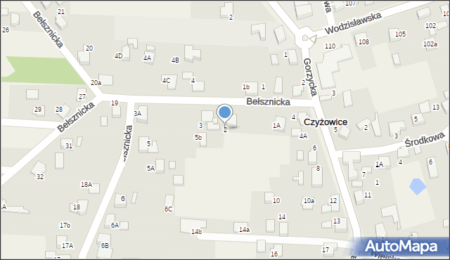 Czyżowice, Bełsznicka, 2, mapa Czyżowice