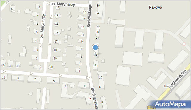 Elbląg, Beniowskiego Maurycego, 14, mapa Elbląga