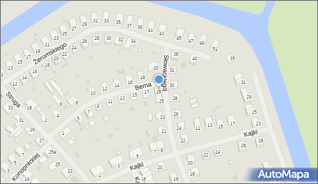 Giżycko, Bema Józefa, gen., 19, mapa Giżycko