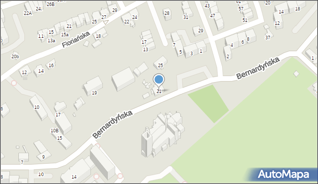 Gliwice, Bernardyńska, 21, mapa Gliwic