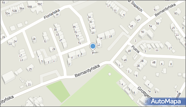 Gliwice, Bernardyńska, 37, mapa Gliwic