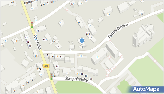 Gliwice, Bernardyńska, 9, mapa Gliwic