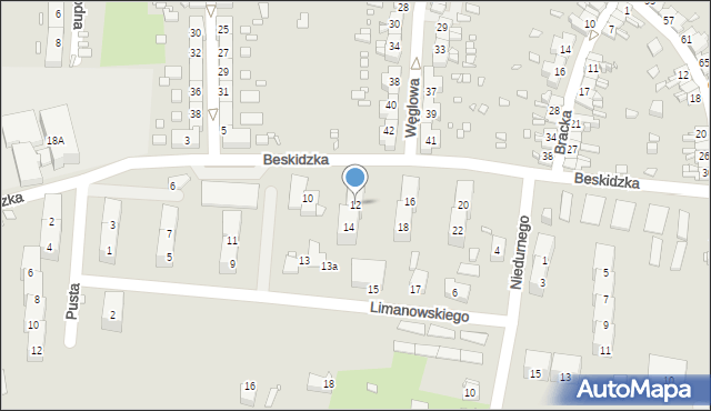 Gliwice, Beskidzka, 12, mapa Gliwic