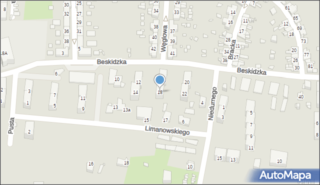 Gliwice, Beskidzka, 18, mapa Gliwic