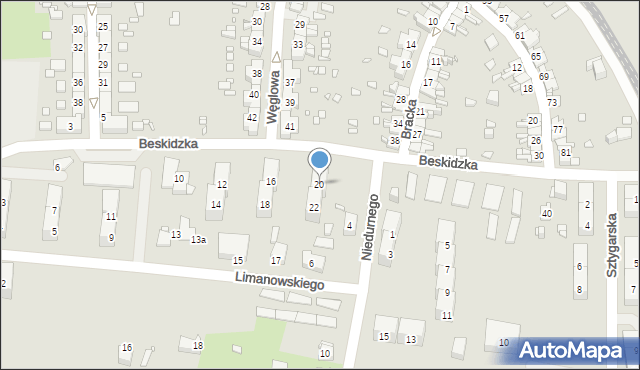 Gliwice, Beskidzka, 20, mapa Gliwic