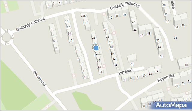 Gliwice, Bereniki, 17, mapa Gliwic