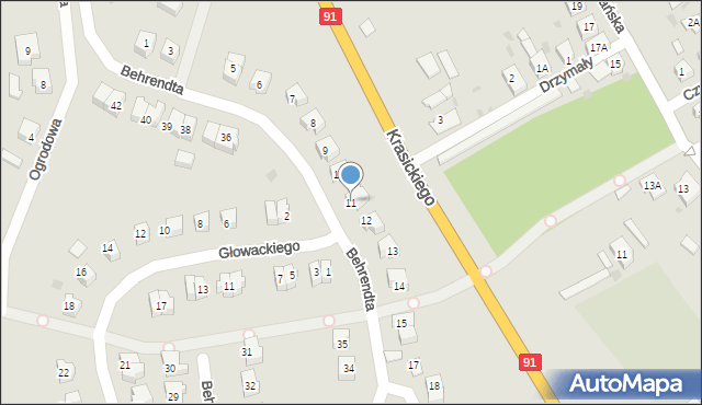 Gniew, Behrendta K., dr., 11, mapa Gniew