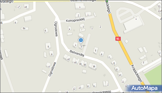 Gniew, Behrendta K., dr., 3, mapa Gniew