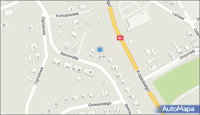 Gniew, Behrendta K., dr., 6, mapa Gniew