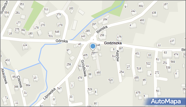 Godziszka, Beskidzka, 257, mapa Godziszka