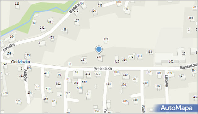 Godziszka, Beskidzka, 431, mapa Godziszka