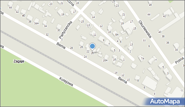 Halinów, Bema Józefa, gen., 20, mapa Halinów