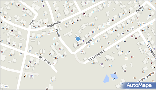 Janów Lubelski, Bema Józefa, gen., 26, mapa Janów Lubelski