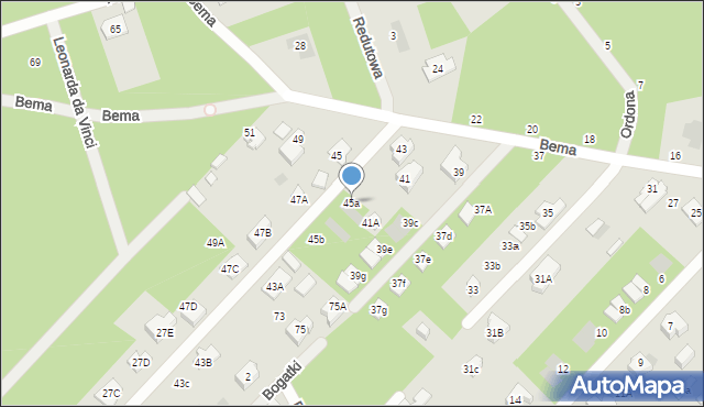 Józefów, Bema Józefa, gen., 45a, mapa Józefów