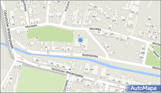 Katowice, Bednarska, 17/23, mapa Katowic