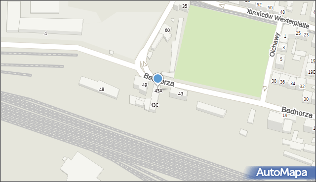 Katowice, Bednorza Herberta, ks. bp., 43A, mapa Katowic
