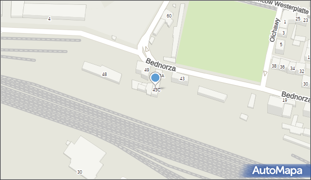 Katowice, Bednorza Herberta, ks. bp., 43C, mapa Katowic
