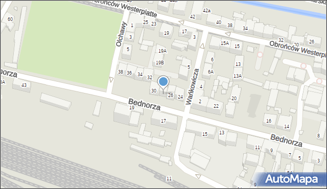 Katowice, Bednorza Herberta, ks. bp., 28, mapa Katowic