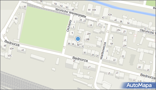 Katowice, Bednorza Herberta, ks. bp., 34, mapa Katowic