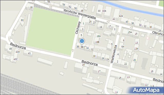 Katowice, Bednorza Herberta, ks. bp., 36, mapa Katowic
