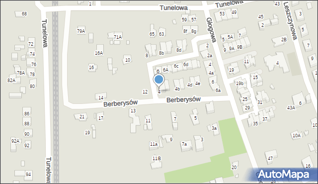 Katowice, Berberysów, 4, mapa Katowic