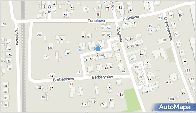 Katowice, Berberysów, 6c, mapa Katowic