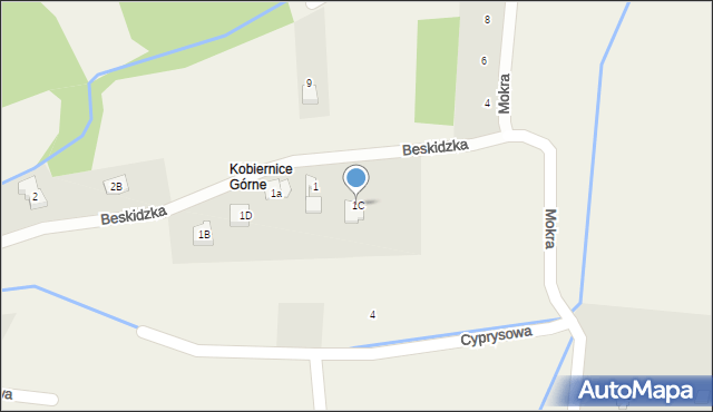 Kobiernice, Beskidzka, 1C, mapa Kobiernice